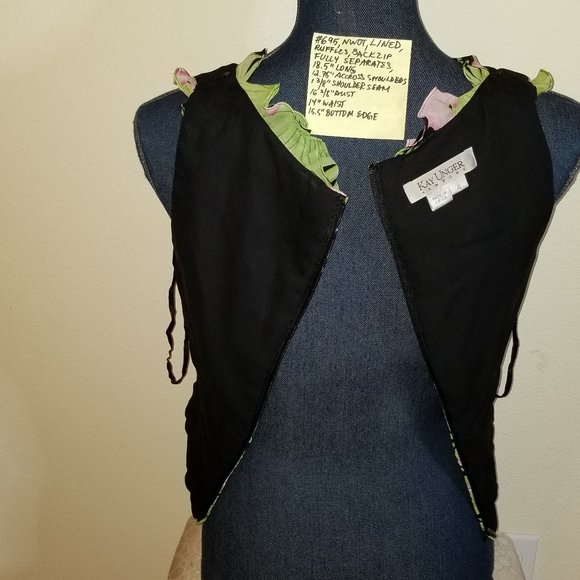 #695 NWOT Kay Unger New York Ruffled Silk Top 4 - Picture 11 of 12